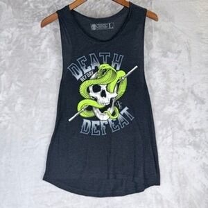 90's Grunge Vintage Mens Graphic Tank Top Death Before Defeat Sleeveless Shirt L